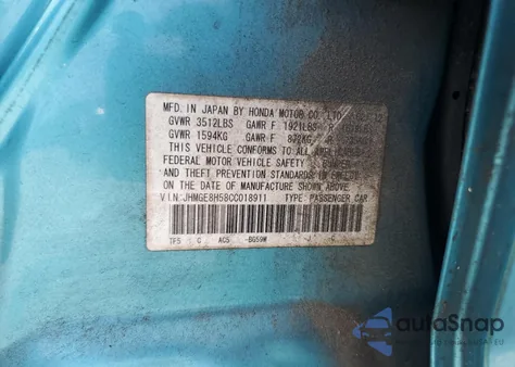 2012 Honda Fit Sport from USA, damaged, VIN JHMGE8H58CC018911